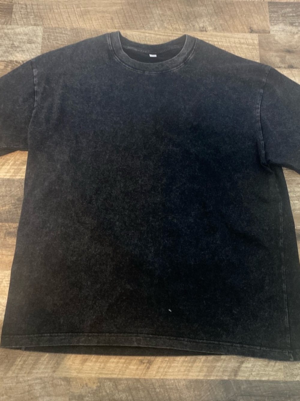 Men's Washed Black Crewneck Short Sleeve Tee